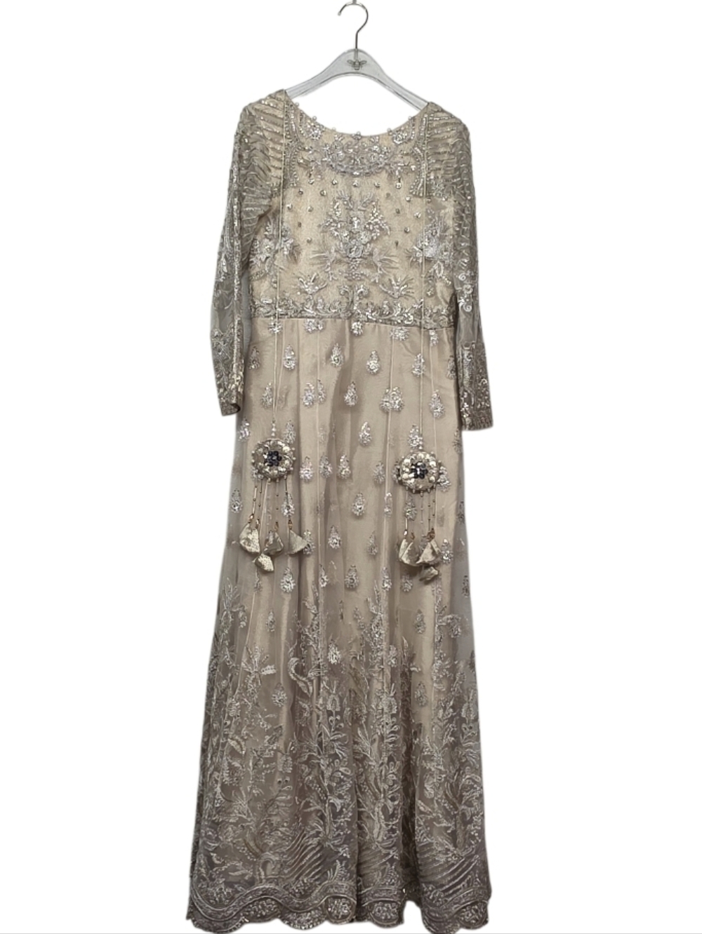 Beaded Embellished Maxi Dress - Champagne